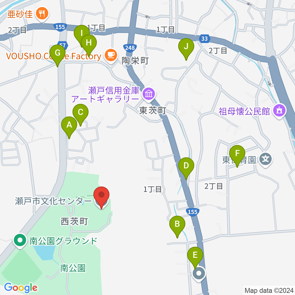 瀬戸市文化センター周辺の駐車場・コインパーキング一覧地図