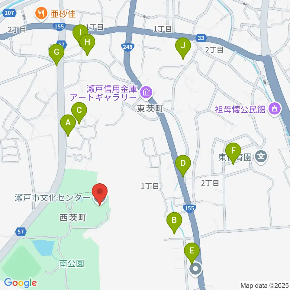 瀬戸市文化センター周辺の駐車場・コインパーキング一覧地図