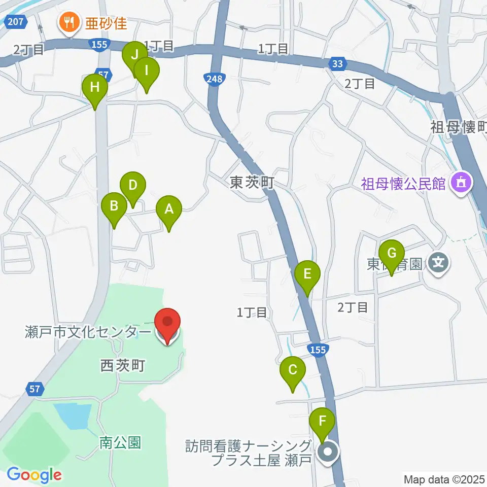 瀬戸市文化センター周辺の駐車場・コインパーキング一覧地図