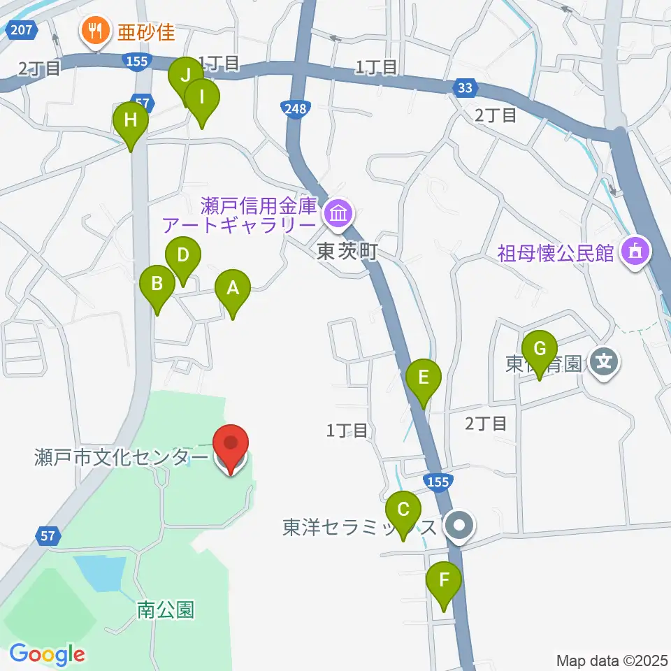 瀬戸市文化センター周辺の駐車場・コインパーキング一覧地図