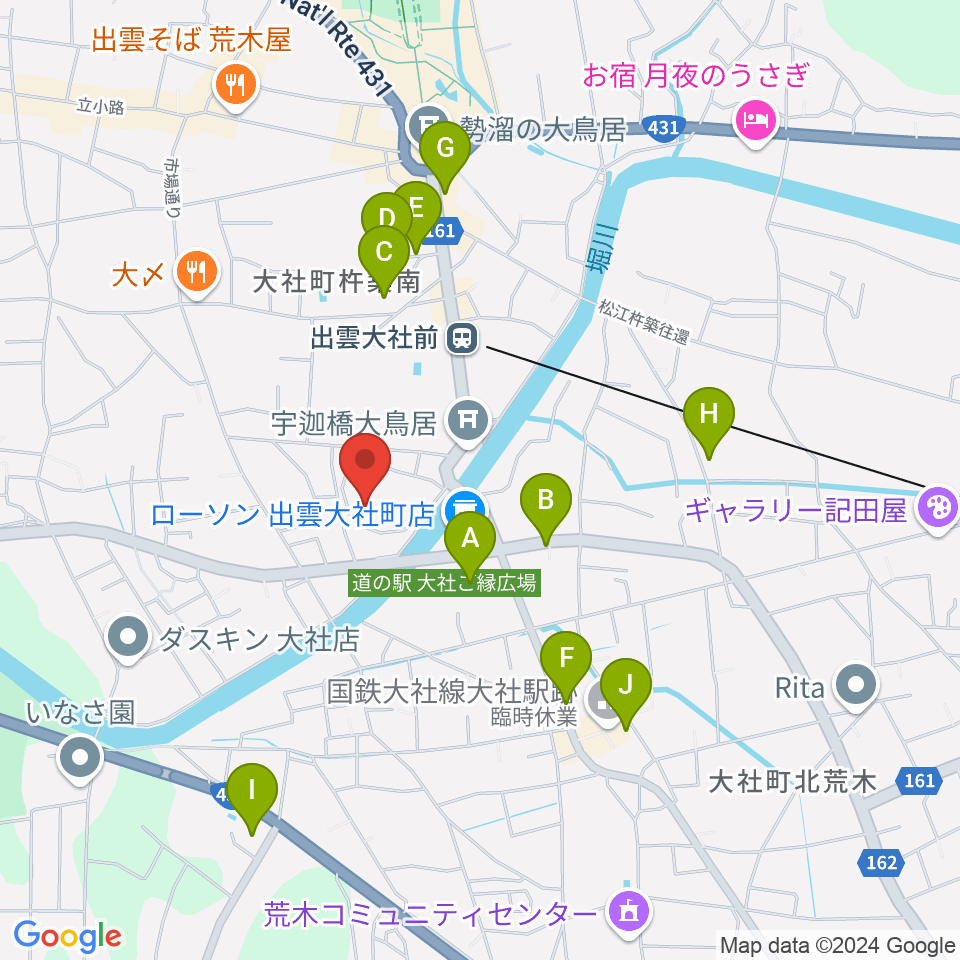 大社文化プレイス うらら館周辺の駐車場・コインパーキング一覧地図