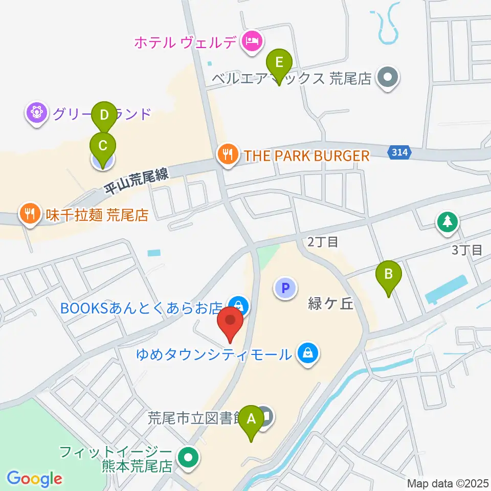 大谷楽器店 荒尾教室周辺の駐車場・コインパーキング一覧地図