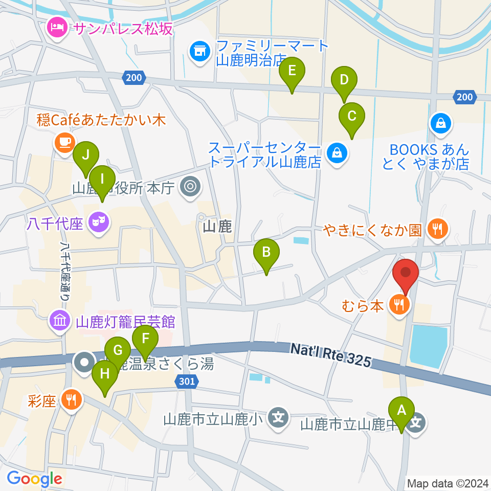 大谷楽器店 山鹿教室周辺の駐車場・コインパーキング一覧地図