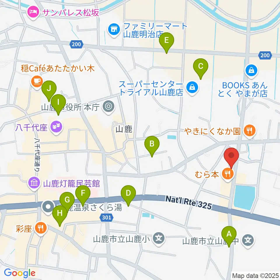 大谷楽器店 山鹿教室周辺の駐車場・コインパーキング一覧地図