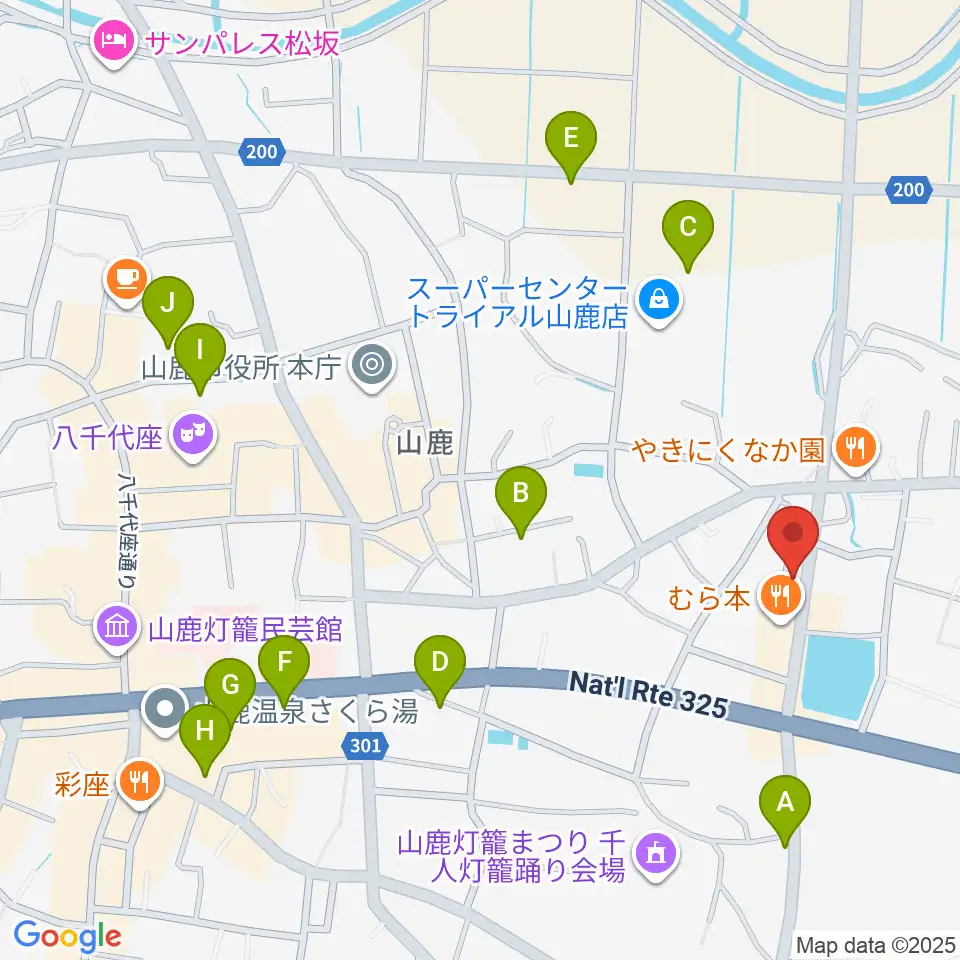 大谷楽器店 山鹿教室周辺の駐車場・コインパーキング一覧地図