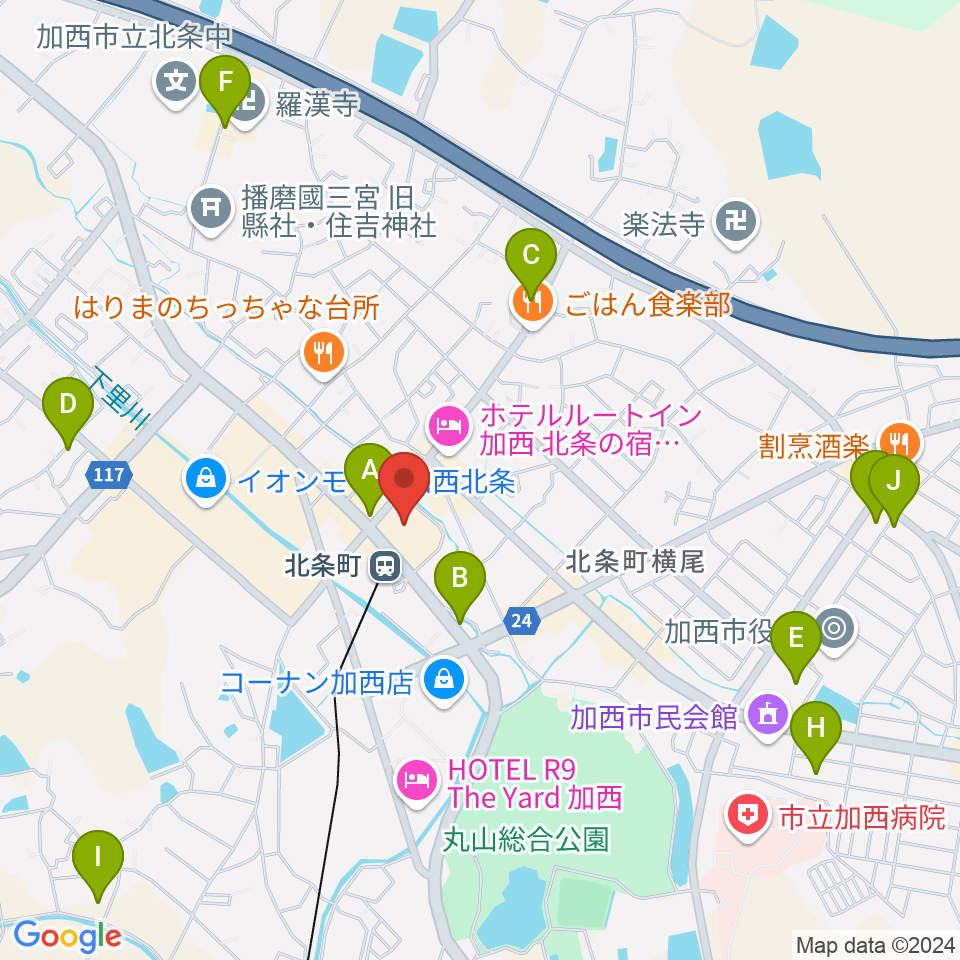 ねひめホール（加西市地域交流センター）周辺の駐車場・コインパーキング一覧地図