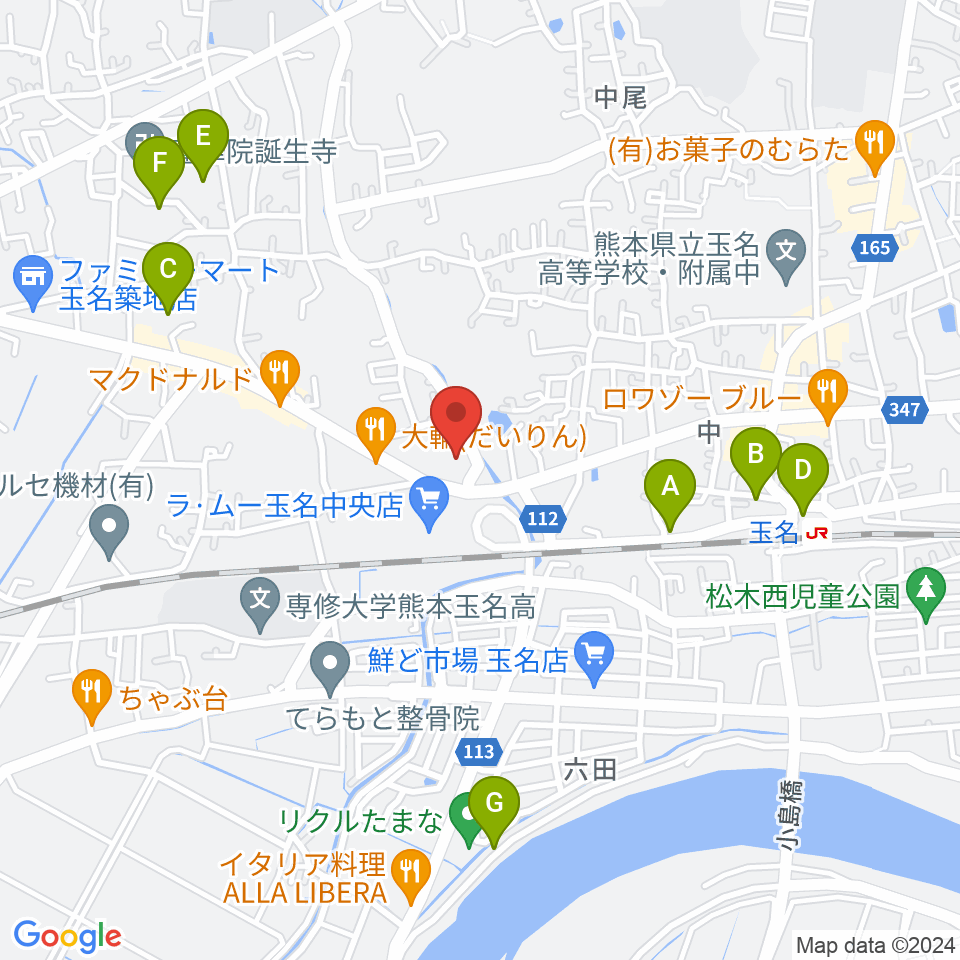 大谷楽器店 玉名教室周辺の駐車場・コインパーキング一覧地図