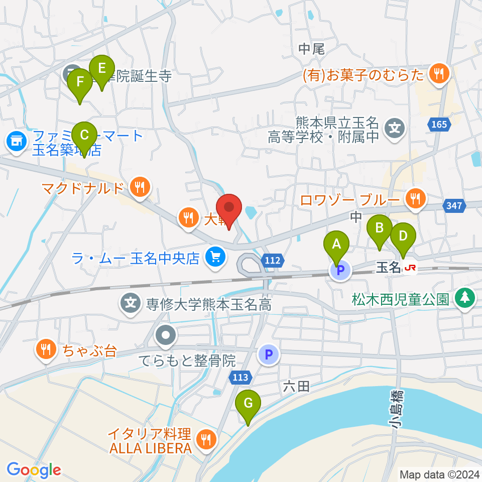 大谷楽器店 玉名教室周辺の駐車場・コインパーキング一覧地図