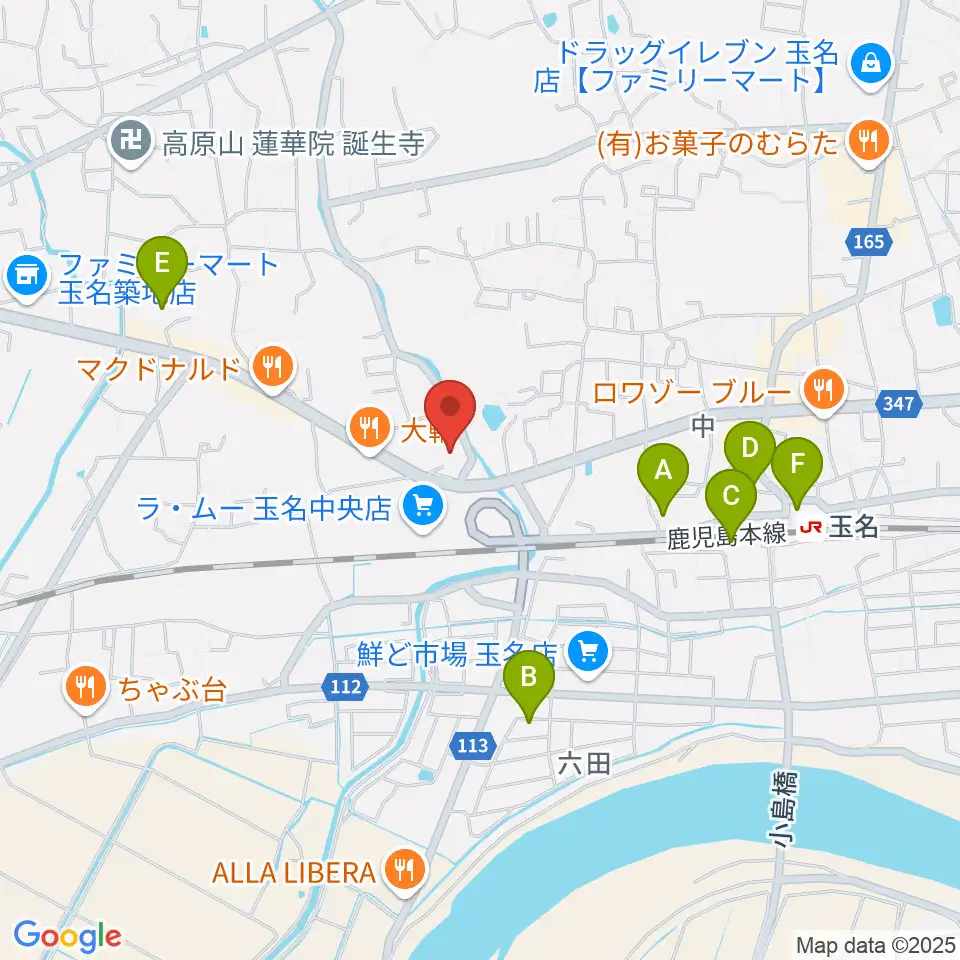 大谷楽器店 玉名教室周辺の駐車場・コインパーキング一覧地図