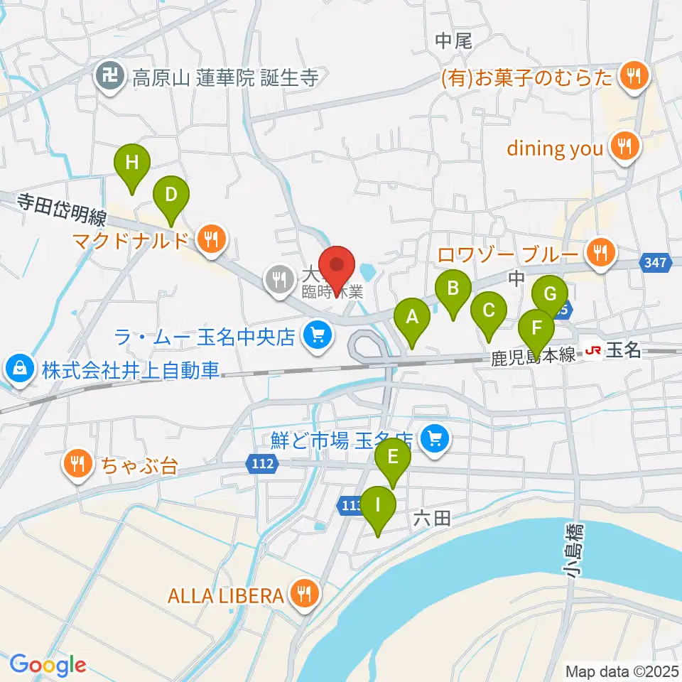 大谷楽器店 玉名教室周辺の駐車場・コインパーキング一覧地図