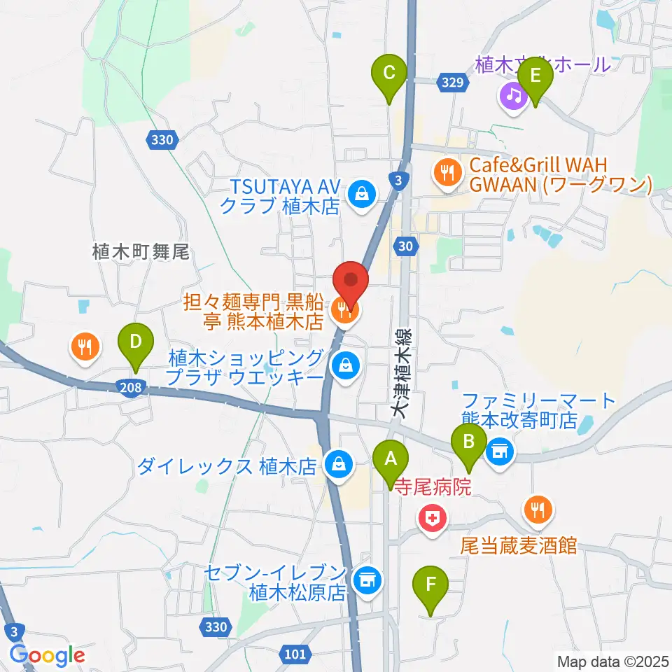 大谷楽器 植木教室周辺の駐車場・コインパーキング一覧地図