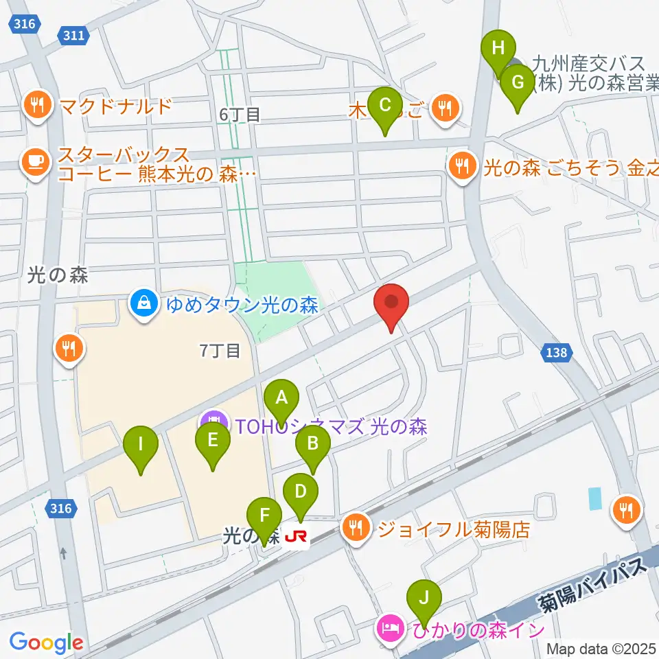 大谷楽器 光の森教室周辺の駐車場・コインパーキング一覧地図