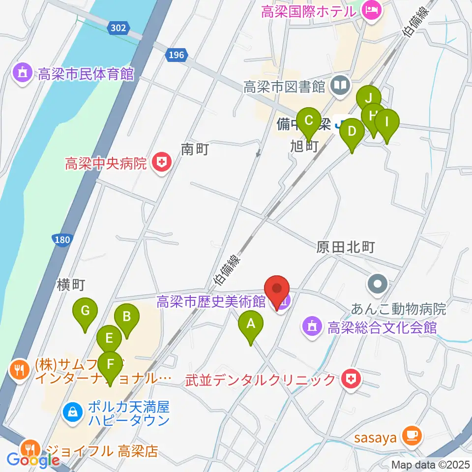 高梁市文化交流館周辺の駐車場・コインパーキング一覧地図