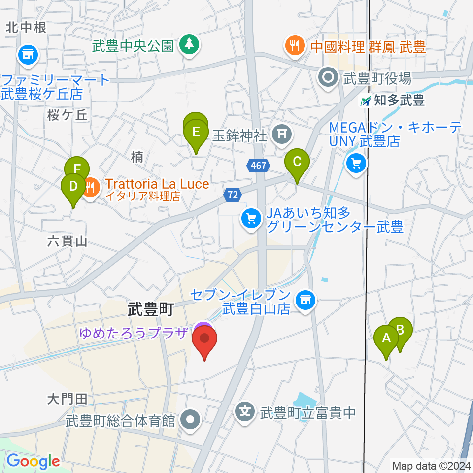 ゆめたろうプラザ 武豊町民会館周辺の駐車場・コインパーキング一覧地図