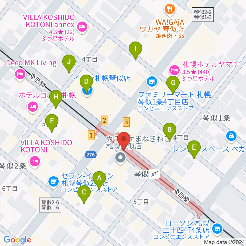 ターミナルプラザことにパトス周辺の駐車場・コインパーキング一覧地図