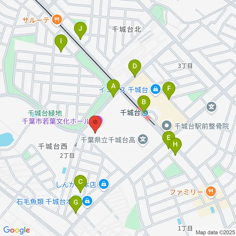 千城台コミュニティセンター周辺の駐車場・コインパーキング一覧地図