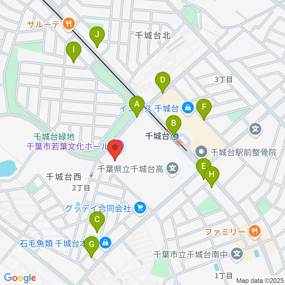 千城台コミュニティセンター周辺の駐車場・コインパーキング一覧地図