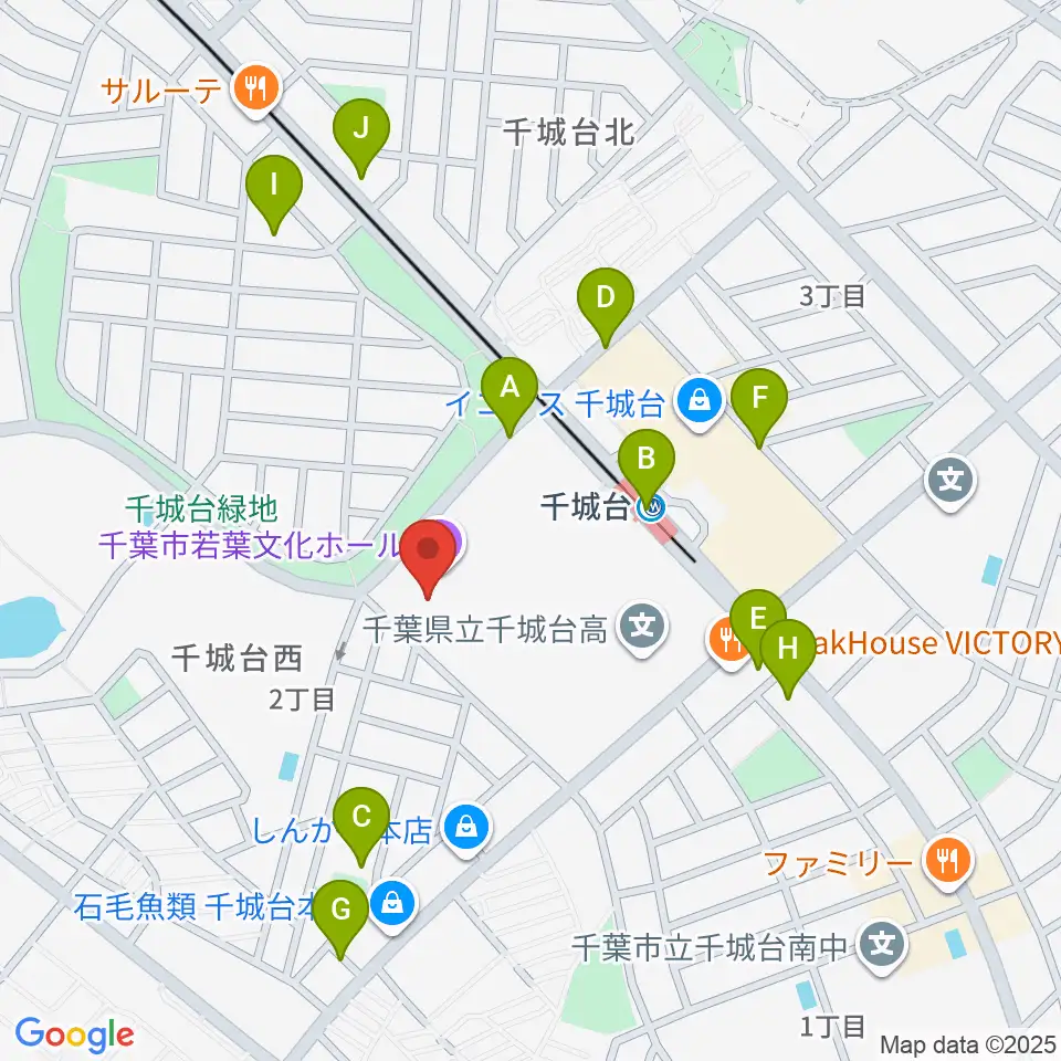 千城台コミュニティセンター周辺の駐車場・コインパーキング一覧地図