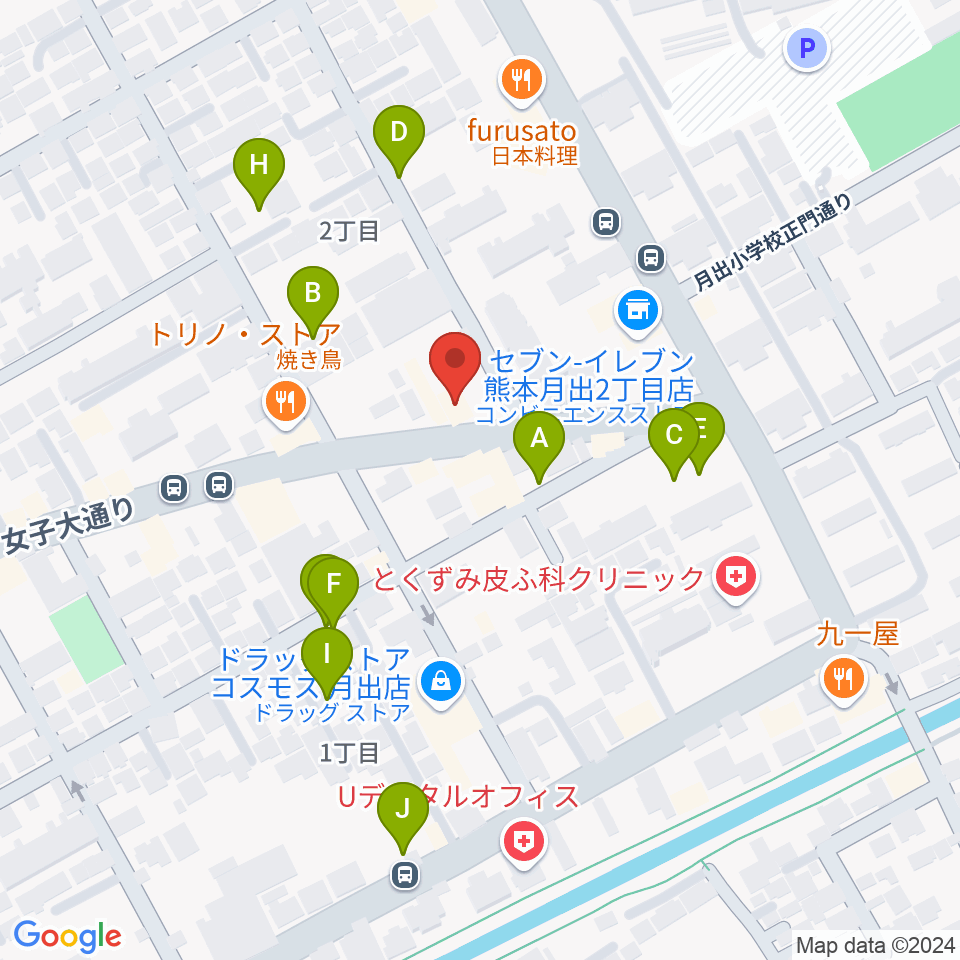 大谷楽器 月出教室周辺の駐車場・コインパーキング一覧地図