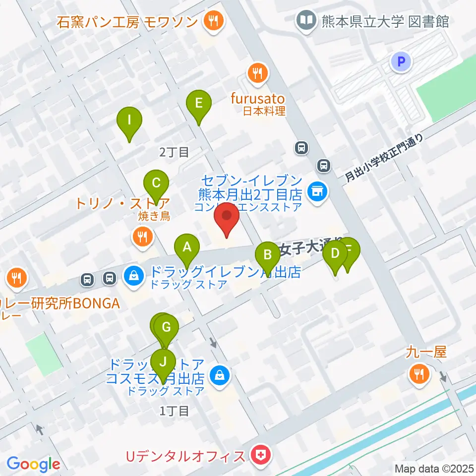 大谷楽器 月出教室周辺の駐車場・コインパーキング一覧地図