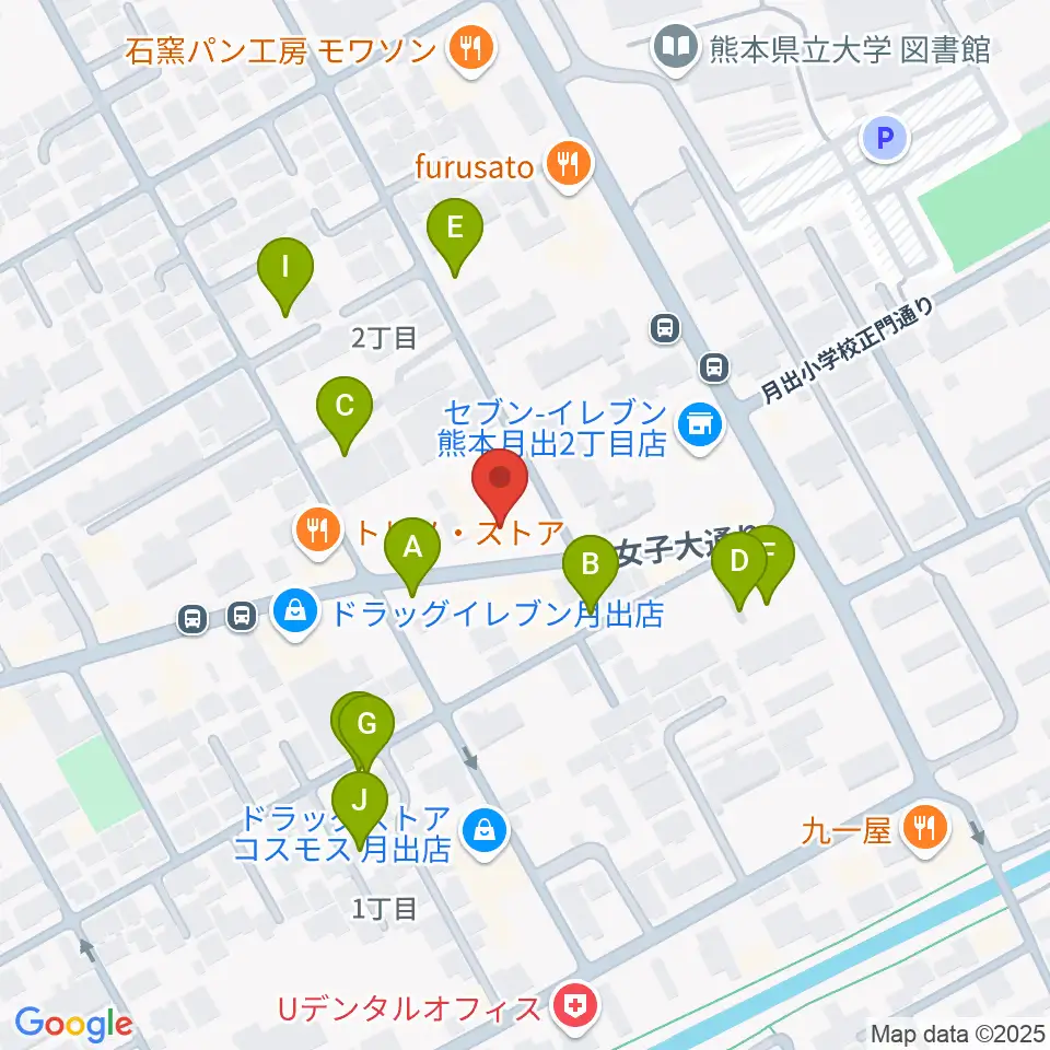 大谷楽器 月出教室周辺の駐車場・コインパーキング一覧地図