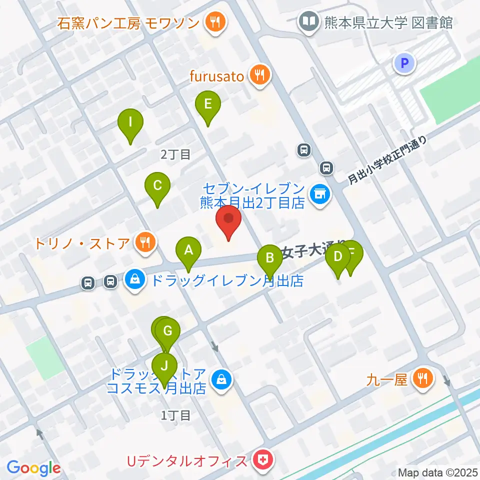 大谷楽器 月出教室周辺の駐車場・コインパーキング一覧地図