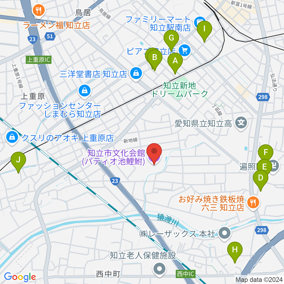 知立市文化会館 パティオ池鯉鮒周辺の駐車場・コインパーキング一覧地図