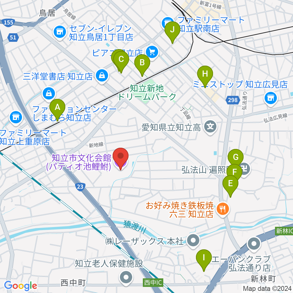 知立市文化会館 パティオ池鯉鮒周辺の駐車場・コインパーキング一覧地図