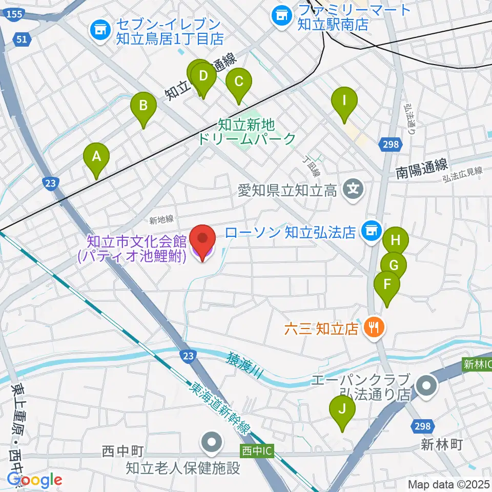 知立市文化会館 パティオ池鯉鮒周辺の駐車場・コインパーキング一覧地図