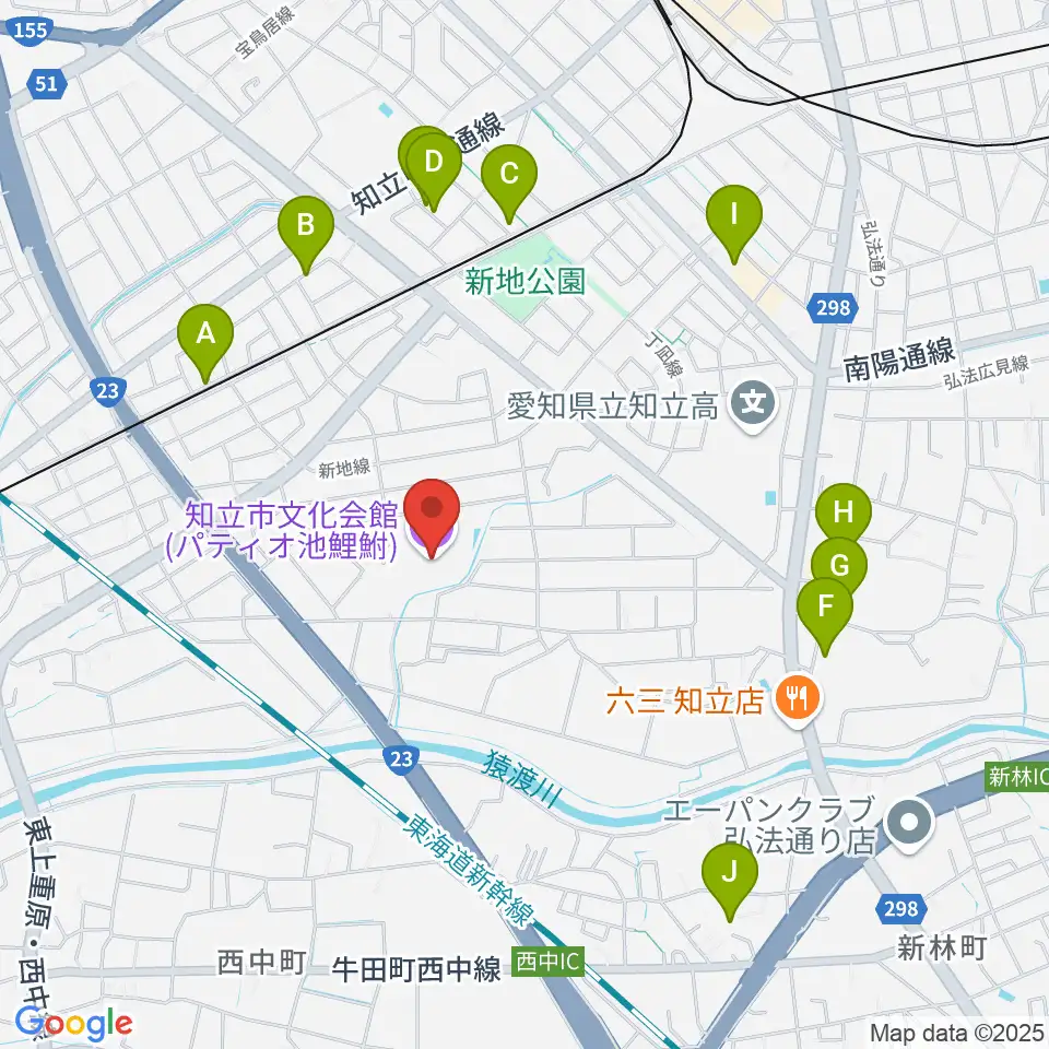 知立市文化会館 パティオ池鯉鮒周辺の駐車場・コインパーキング一覧地図