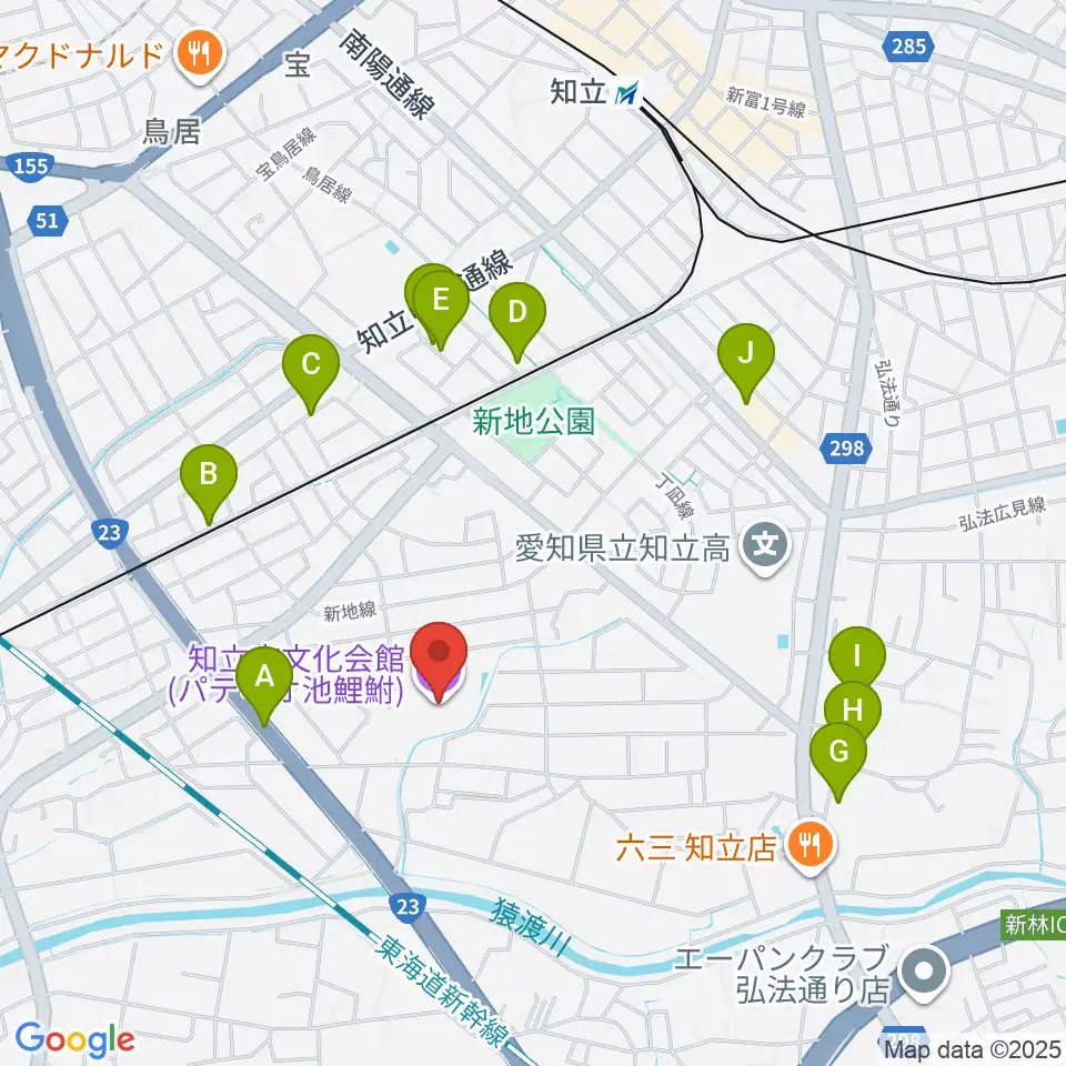 知立市文化会館 パティオ池鯉鮒周辺の駐車場・コインパーキング一覧地図