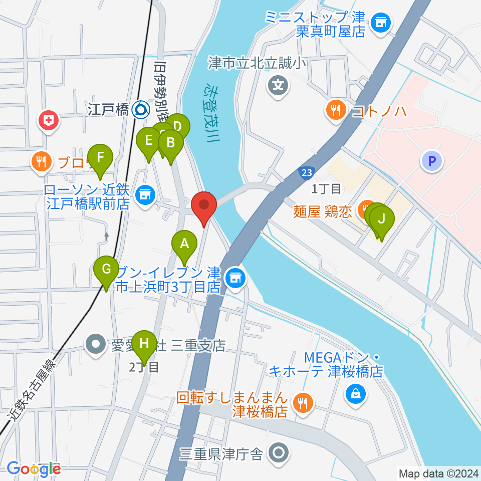 津あけぼの座周辺の駐車場・コインパーキング一覧地図