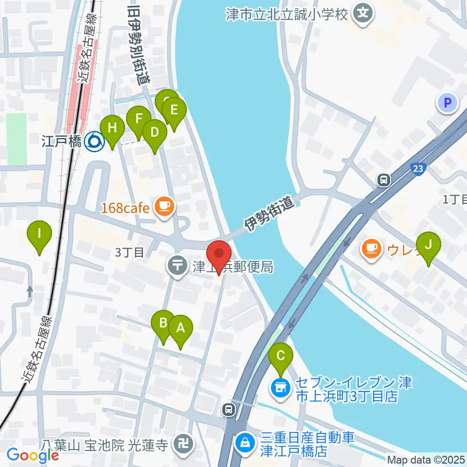 津あけぼの座周辺の駐車場・コインパーキング一覧地図