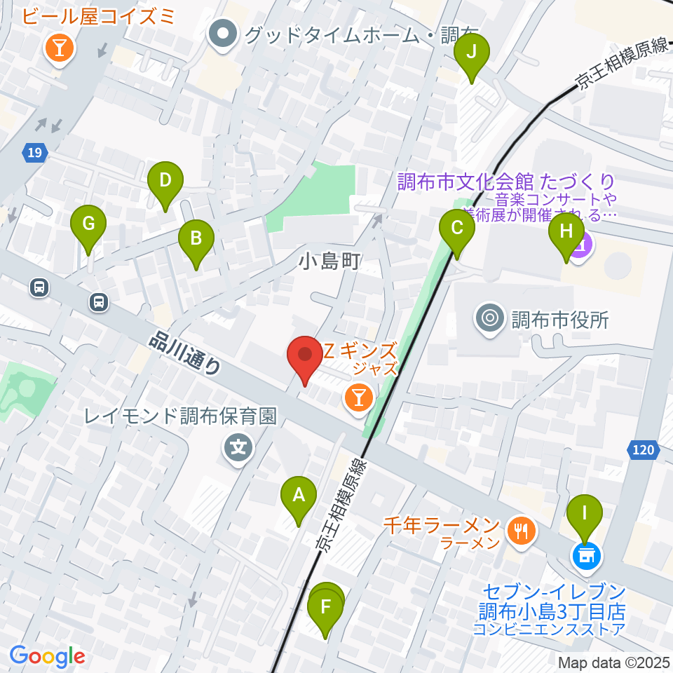 調布BerryMusic周辺の駐車場・コインパーキング一覧地図