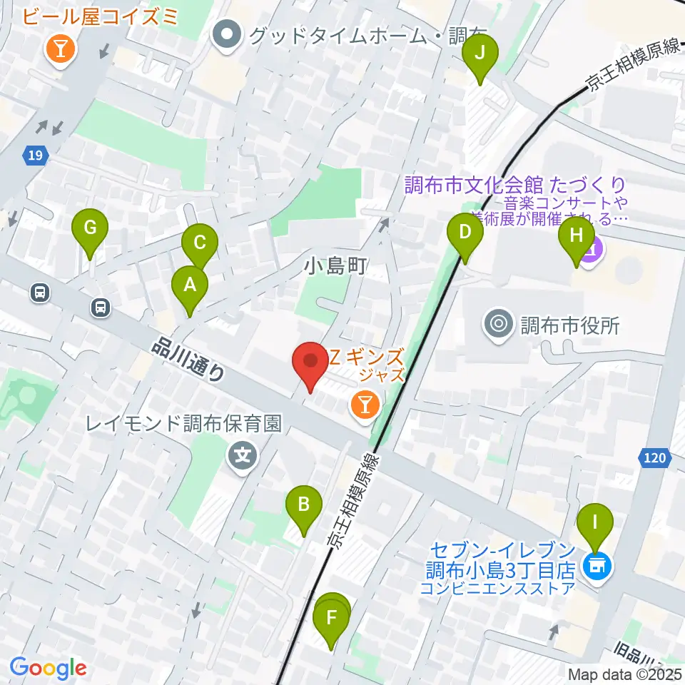 調布BerryMusic周辺の駐車場・コインパーキング一覧地図