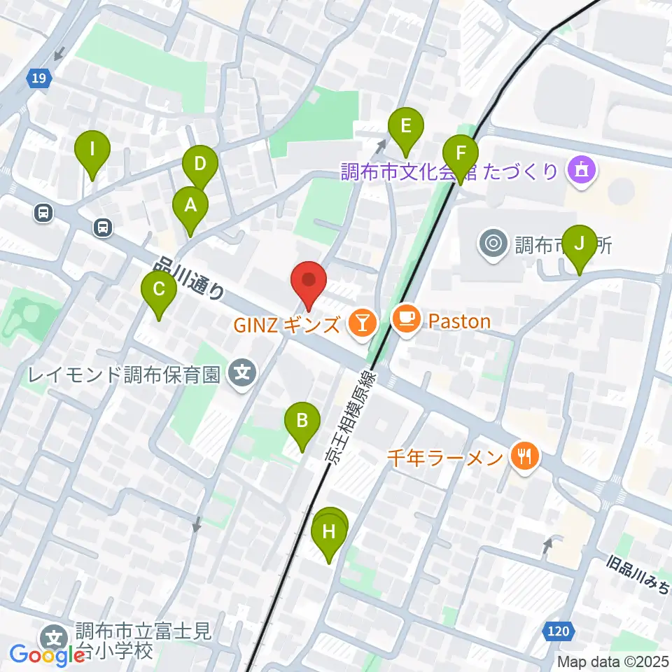 調布BerryMusic周辺の駐車場・コインパーキング一覧地図