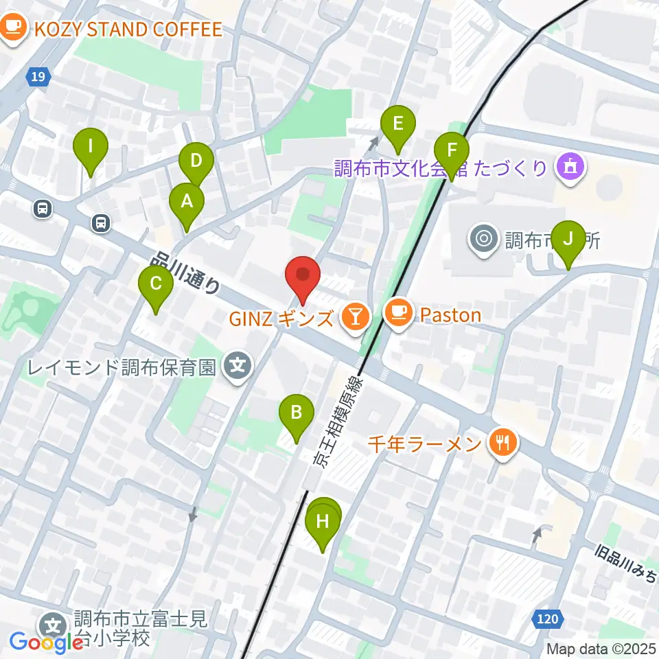 調布BerryMusic周辺の駐車場・コインパーキング一覧地図