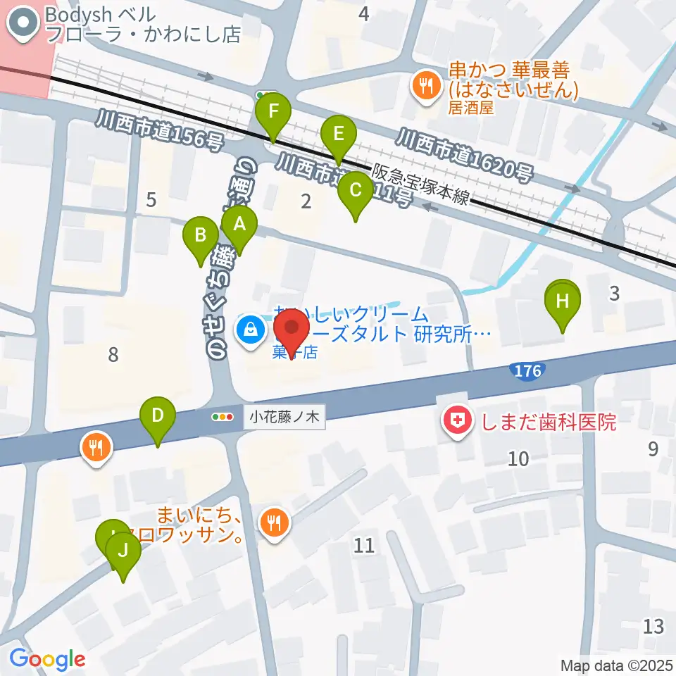 ハセガワ楽器 川西第1センター周辺の駐車場・コインパーキング一覧地図