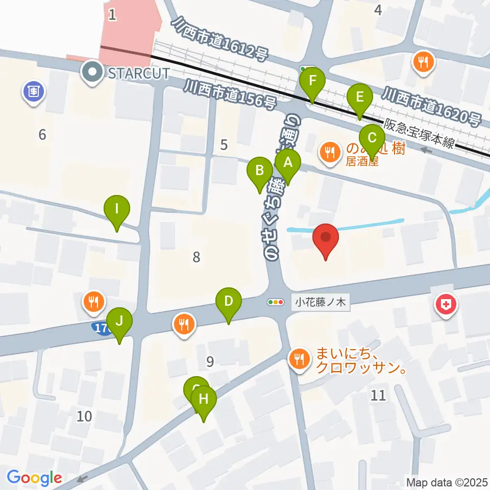 ハセガワ楽器 川西第1センター周辺の駐車場・コインパーキング一覧地図