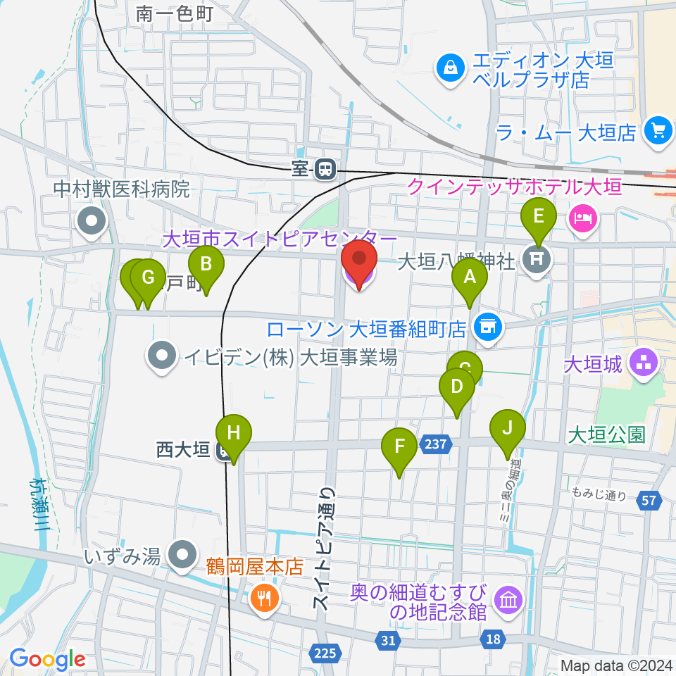 大垣市スイトピアセンター周辺の駐車場・コインパーキング一覧地図