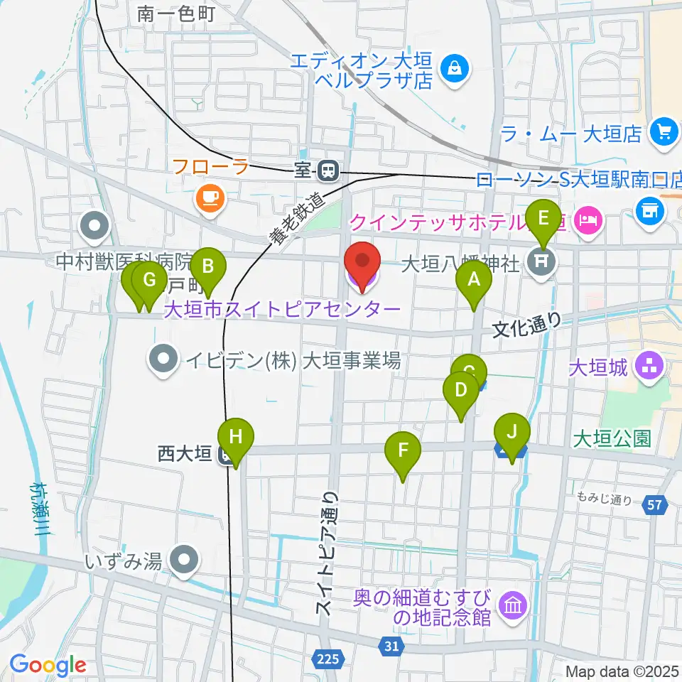 大垣市スイトピアセンター周辺の駐車場・コインパーキング一覧地図