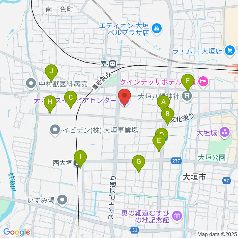 大垣市スイトピアセンター周辺の駐車場・コインパーキング一覧地図