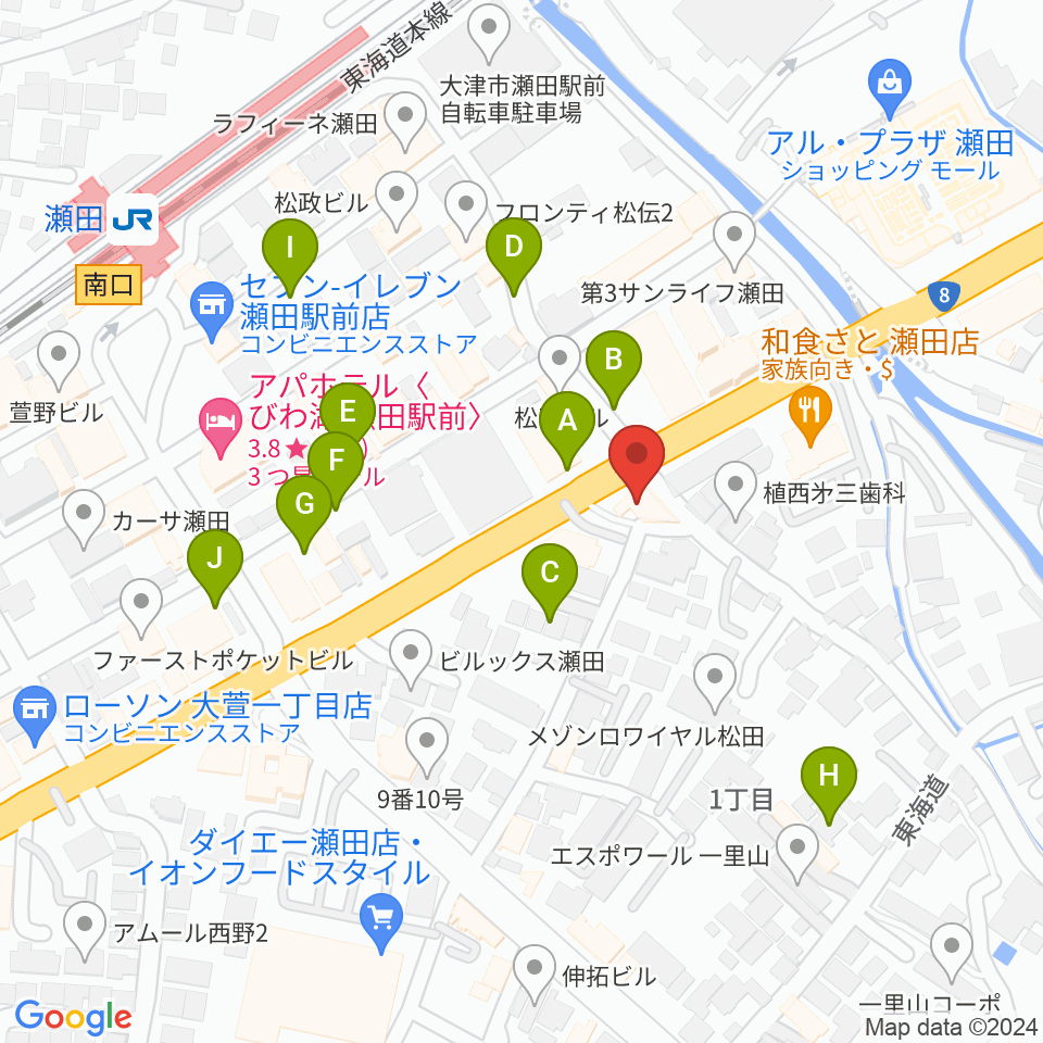 ロマン楽器 瀬田ショップ周辺の駐車場・コインパーキング一覧地図