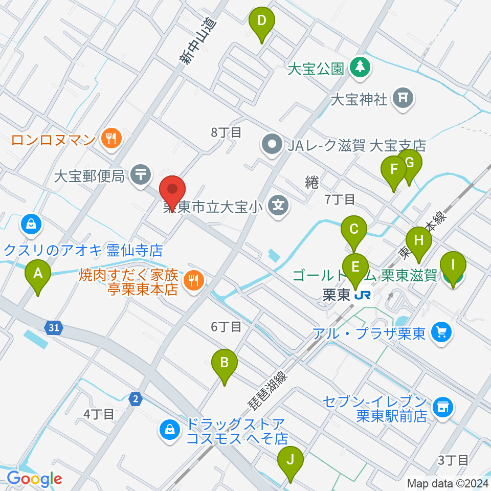 ロマン楽器 ユニスタイル栗東周辺の駐車場・コインパーキング一覧地図