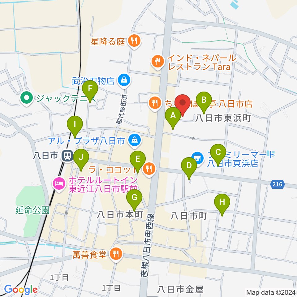 昭和堂楽器 八日市センター教室周辺の駐車場・コインパーキング一覧地図