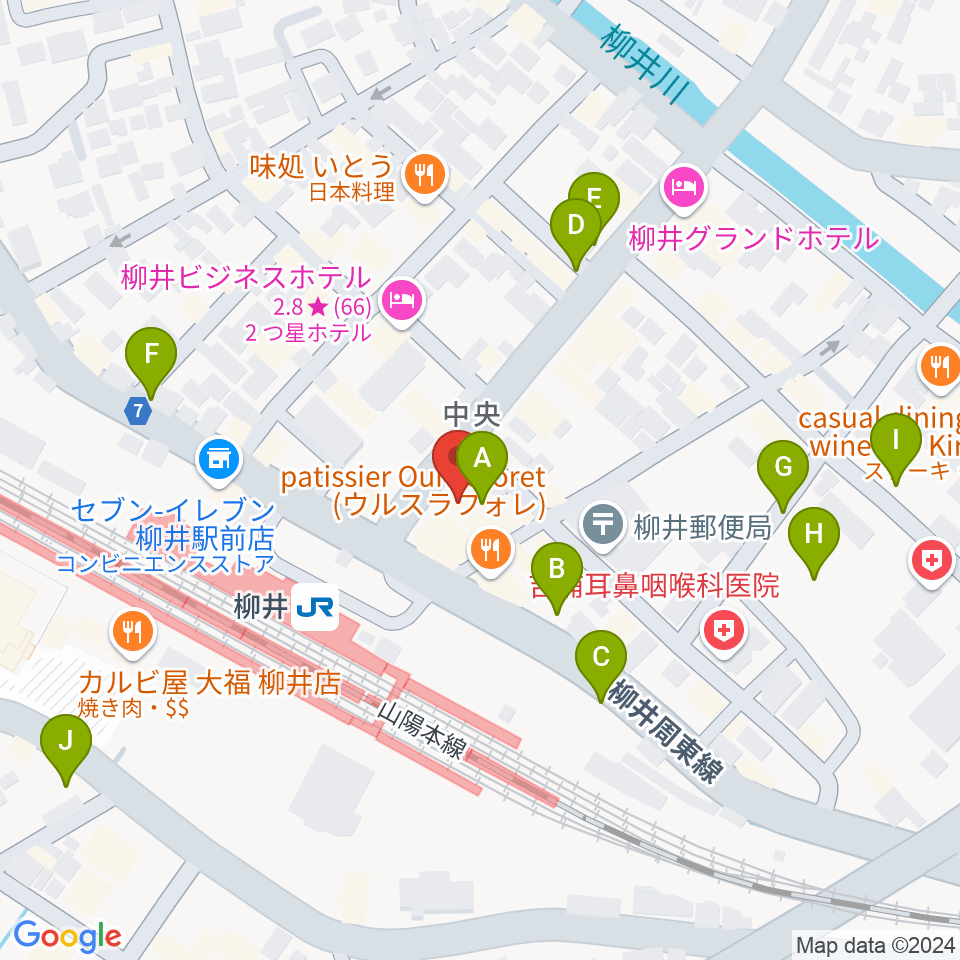 ふちだ楽器店 柳井音楽センター周辺の駐車場・コインパーキング一覧地図