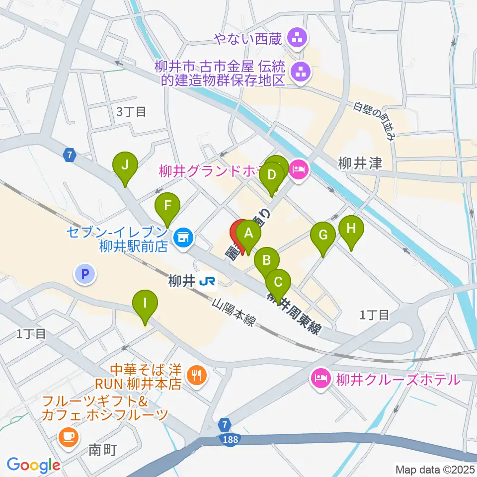 ふちだ楽器店 柳井音楽センター周辺の駐車場・コインパーキング一覧地図