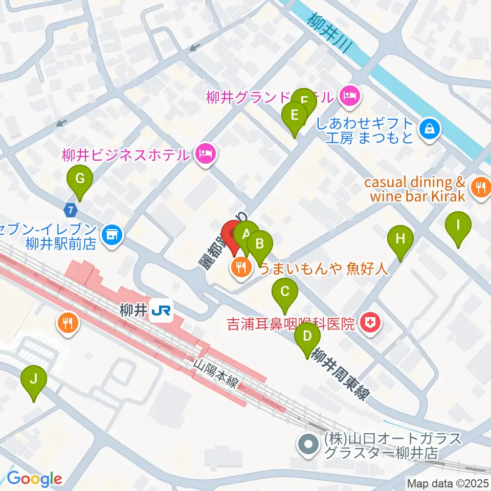 ふちだ楽器店 柳井音楽センター周辺の駐車場・コインパーキング一覧地図