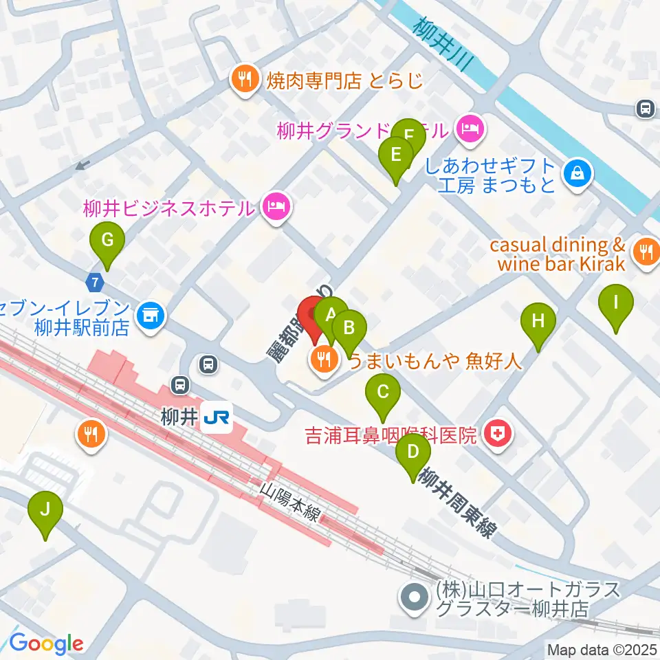 ふちだ楽器店 柳井音楽センター周辺の駐車場・コインパーキング一覧地図