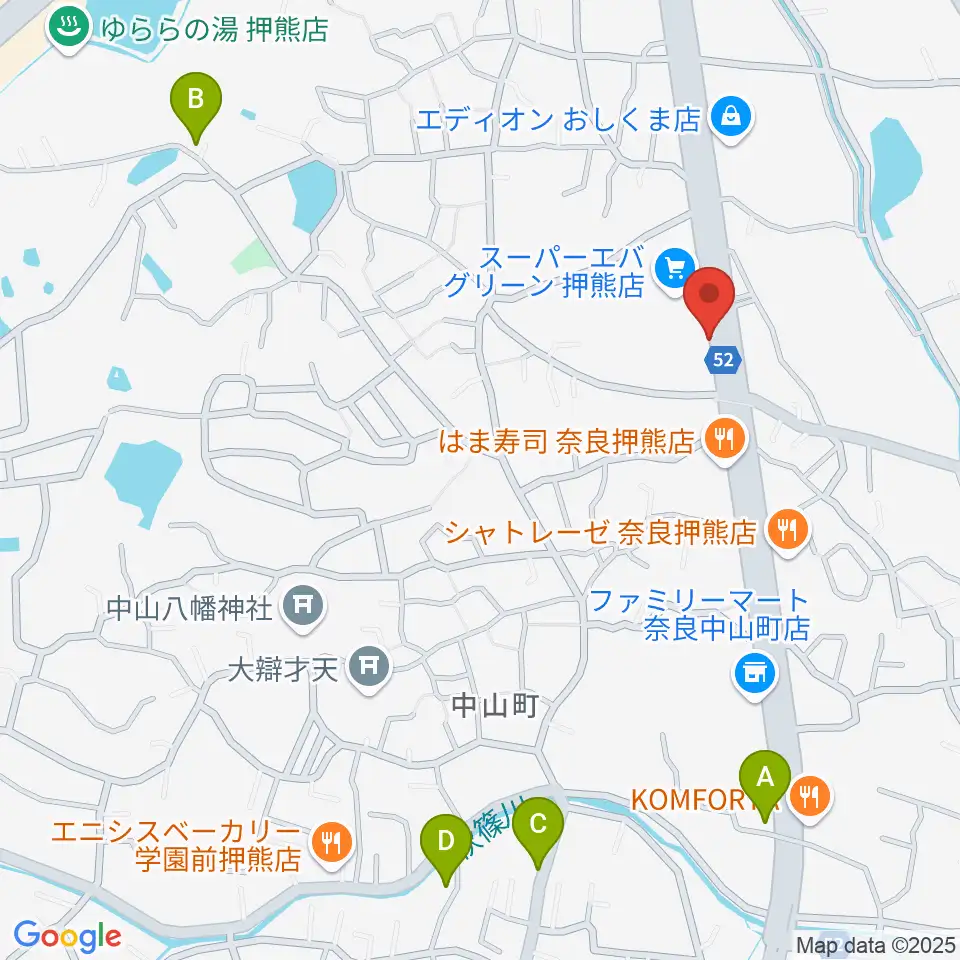 天理楽器 奈良店周辺の駐車場・コインパーキング一覧地図